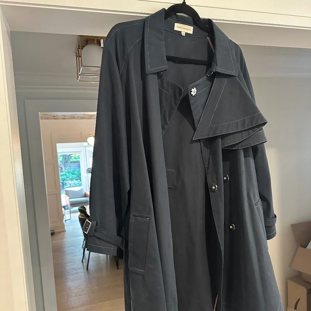 SOLD - Rebecca Minkoff Navy Blue Trench Coat - Size L - Picture 5 of 13